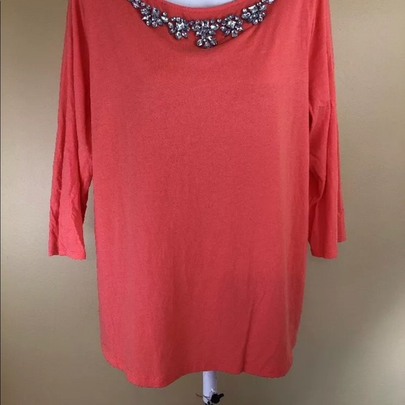 JCP 3/4 Sleeve Orange Light Weight Blouse - Picture 2 of 5